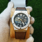 Hublot Skeleton Leather Strap Watch - Silver&Brown